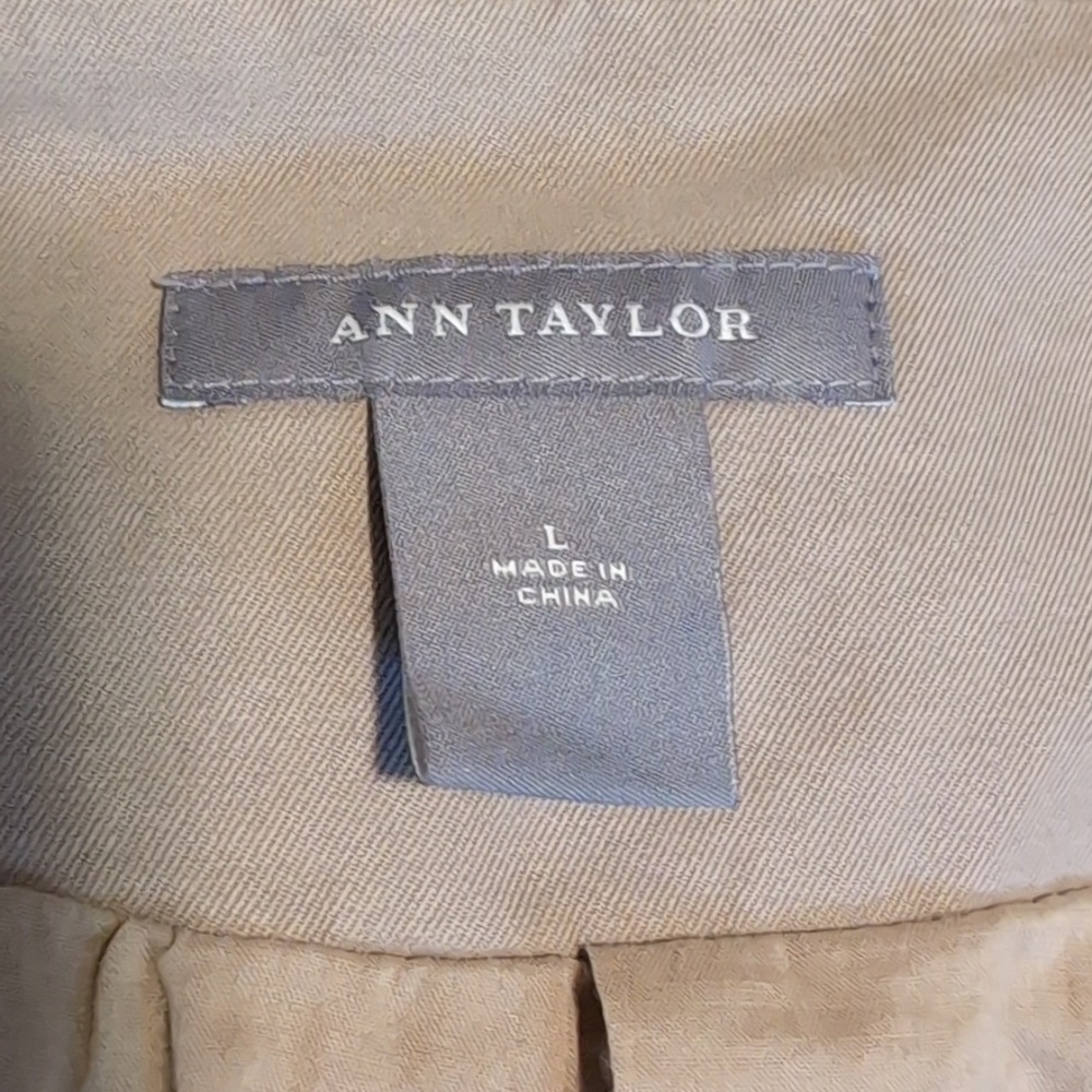 Ann Taylor Brushed Khaki Cargo Summer Jacket Casual Blazer Size L - Picture 13 of 14